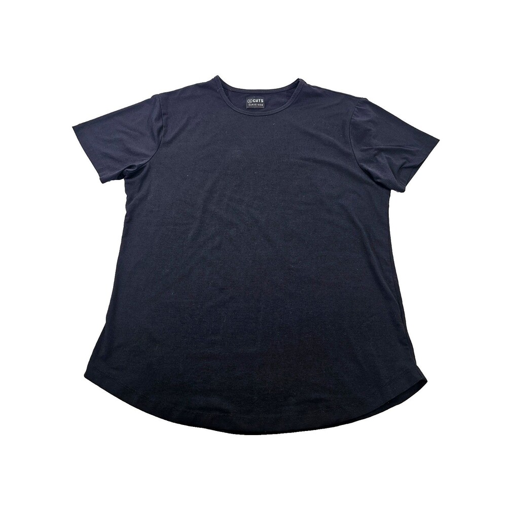 CUTS Men's XL Curve-Hem Short Sleeve‎ Basic Black Tee T-Shirt Shirt Top EUC